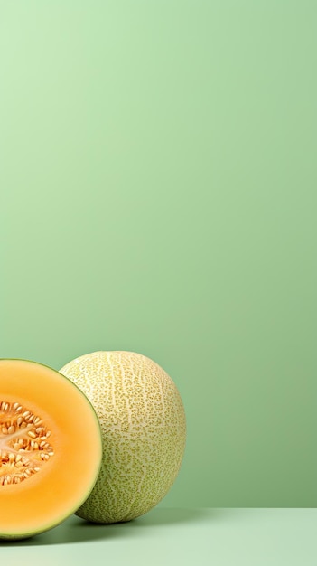 Frutas tropicales de melón marco pastel copia espacio generativo ai