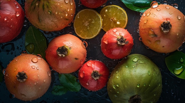 Frutas tropicales sobre una mesa Imagen generada por Ai