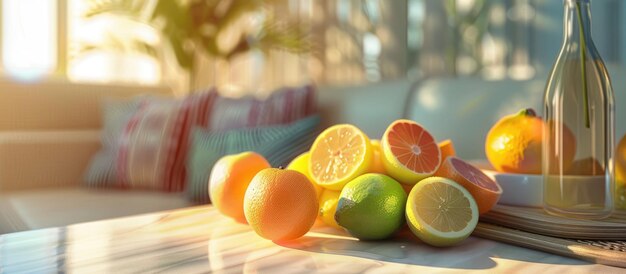 Frutas ubicadas en un alojamiento de hotel