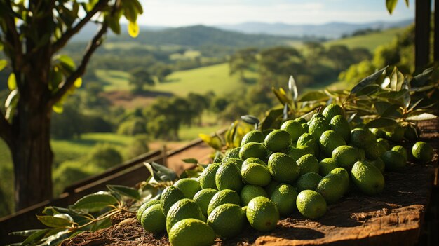 frutas verdes frescas en el mercado