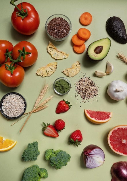 Foto frutas y verduras de colores