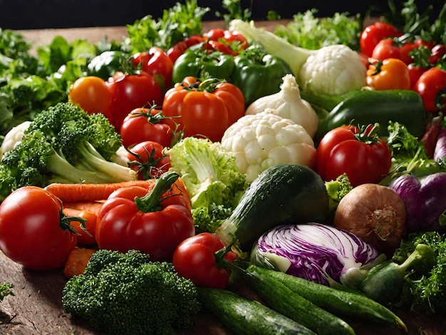 Frutas y verduras frescas en la mesa de la cocina.