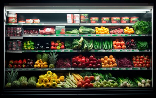 Frutas y verduras en hielo