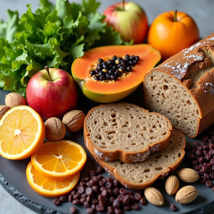 frutas, verduras, nueces y semillas orgánicas estilo de vida saludable
