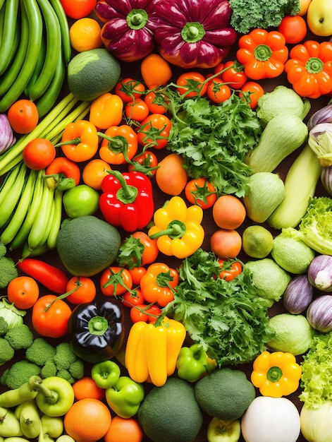 Foto frutas y verduras planas