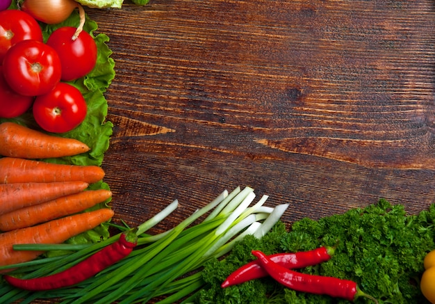 Frutas y verduras saludables y sabrosas.