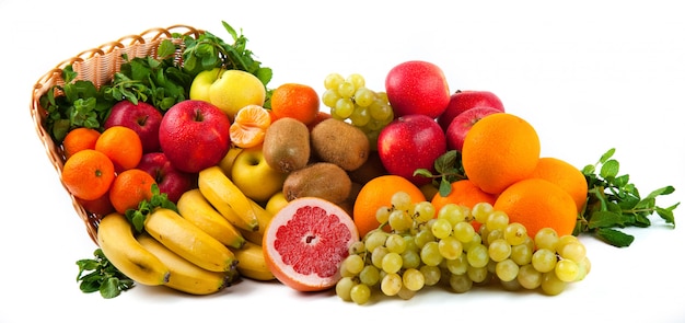 Frutas y verduras saludables y sabrosas.