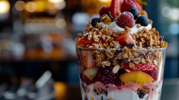 Frutas y yogur de granola Parfait