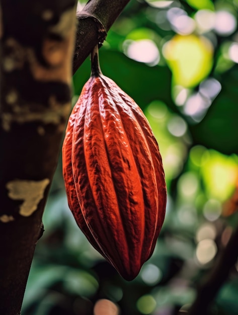 Fruto de cacao en un árbol