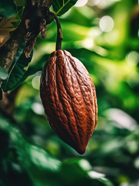 Fruto de cacao en un árbol