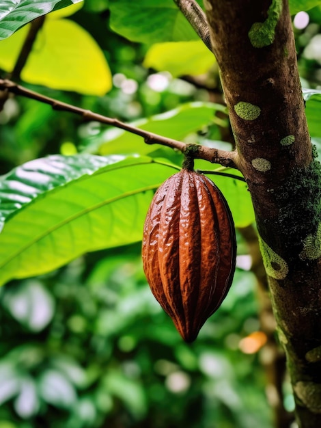 Fruto de cacao en un árbol