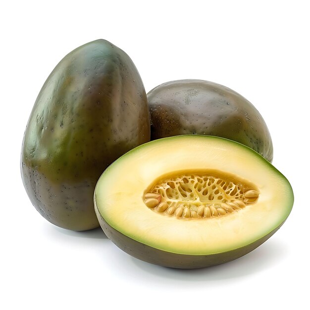 Foto fruto de cupuacu com forma oval ou oblonga e clipart isolado marrom ou verde em branco bg foto