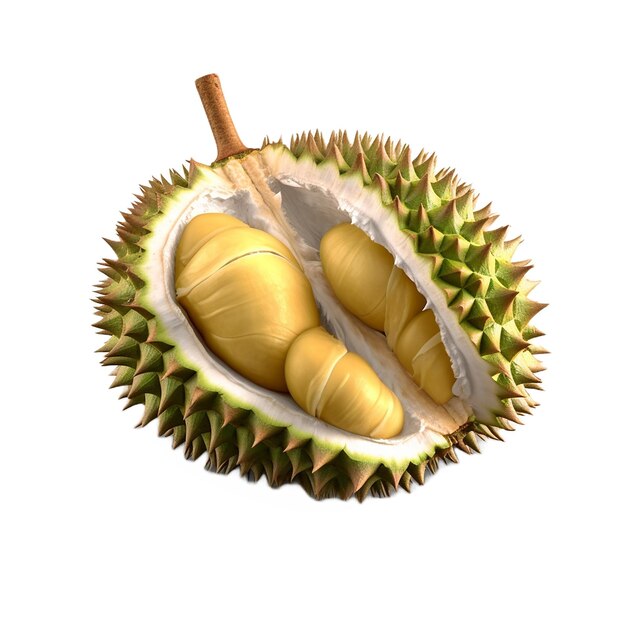 Fruto de durian isolado em recorte de fundo transparente