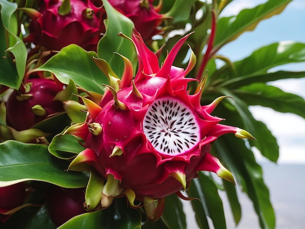 Fruto del dragón rojo en la planta