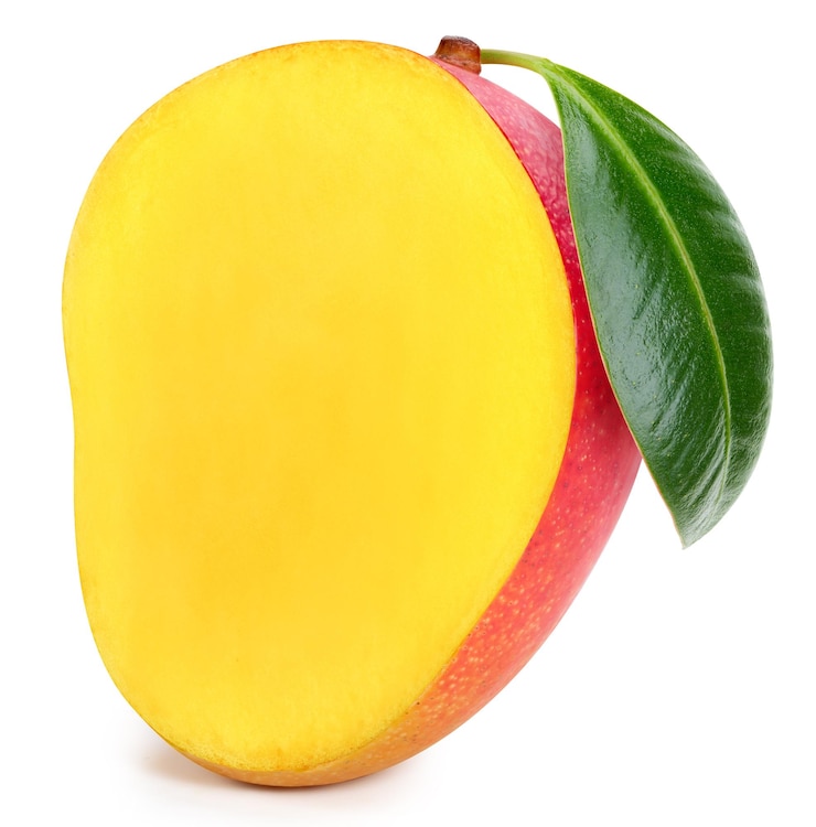 Foto fruto de mango con hoja verde aislado