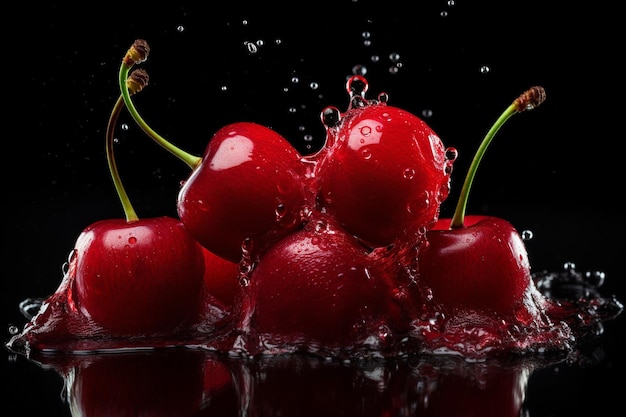 Foto los frutos de cereza roja golpeados