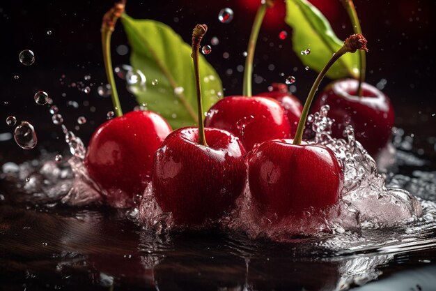 Los frutos de cereza roja golpeados