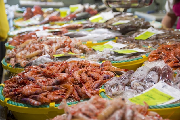 Frutos do mar frescos no mercado