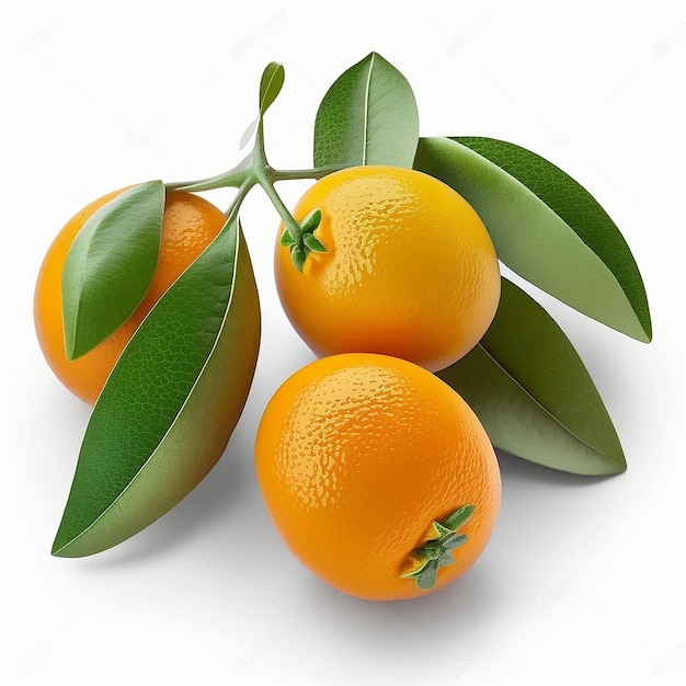 Frutos de kumquat sobre un fondo blanco IA generativa