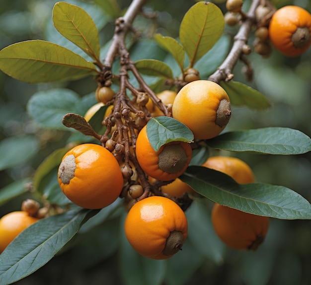 Frutos maduros de mandarina em um ramo do jardim