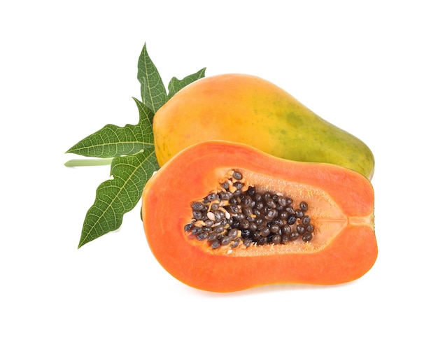 Frutos de papaya aislados.