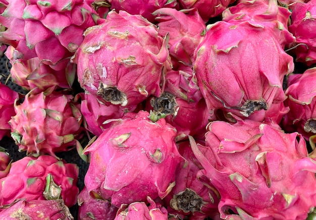 Frutos rojos de pitaya, pitaya, fruto de varias especies de cactus autóctonos de América