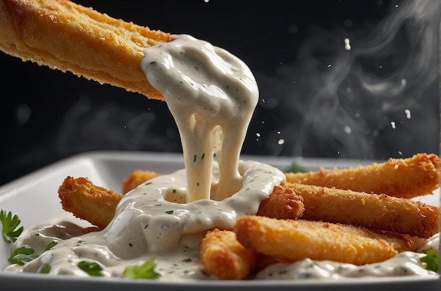 Fry in Creamy Ranch eintauchen