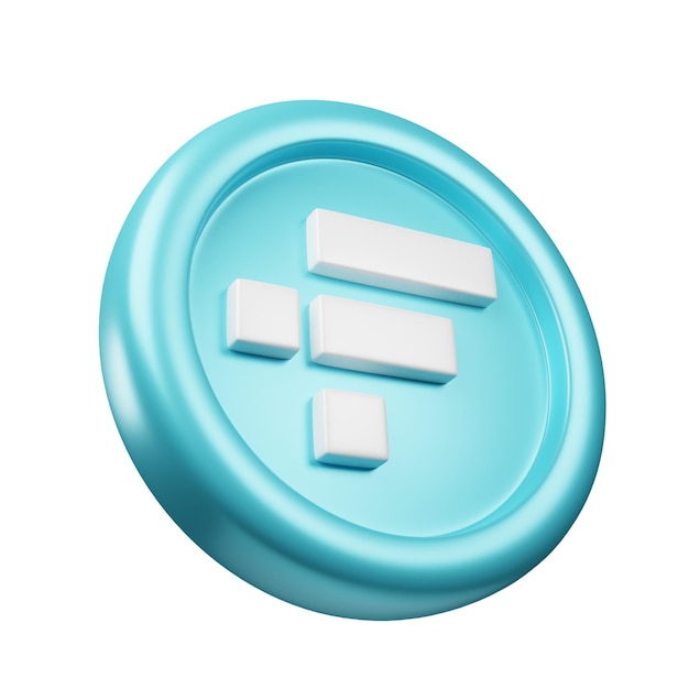 FTX Token ou FTT teal coin renderização em 3d vista direita inclinada ilustração de criptomoeda estilo cartoon