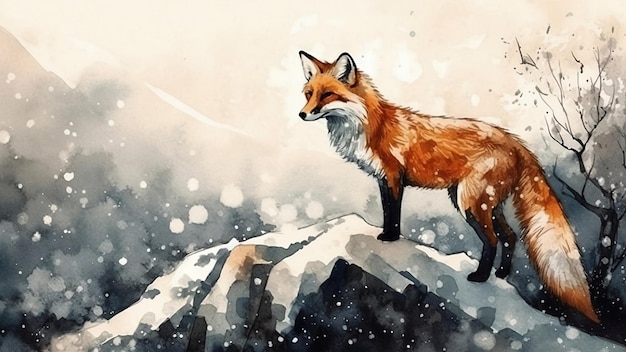 Fuchs-Aquarellmalerei