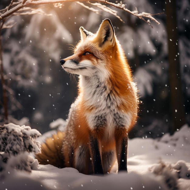 Fuchs im Wald im Schnee Generative KI