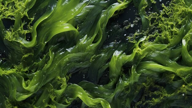 Fucus de algas marinas frescas comestibles como un fondo abstracto generado por la IA