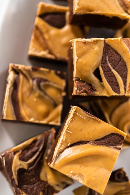 Fudge de chocolate com redemoinho de manteiga de amendoim