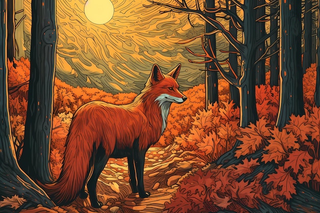 Füchse im Herbstwald