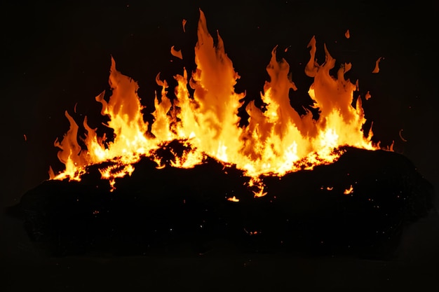 Fuego aislado sobre fondo negro