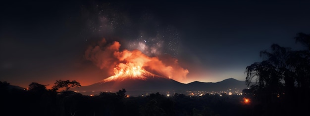 Foto un fuego arde en las montañas con el cielo de fondo.