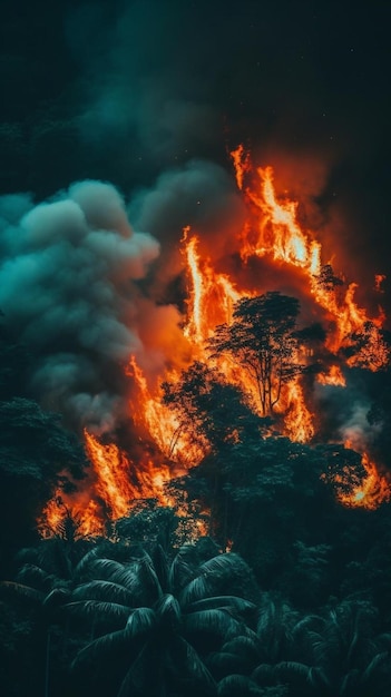 un fuego ardiendo en el medio de un bosque