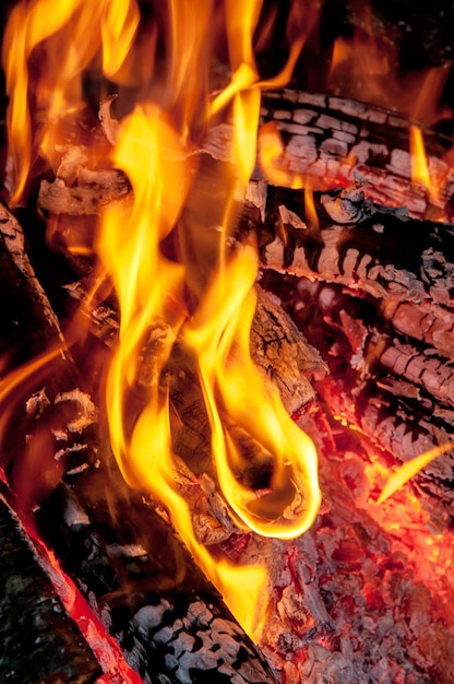 Foto fuego ardiendo en la noche