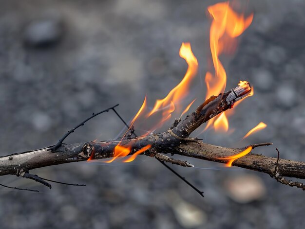 Un fuego ardiendo en un palo