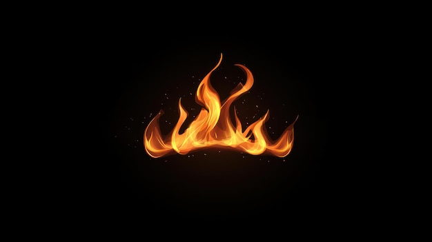 Fuego ardiente aislado sobre un fondo negro