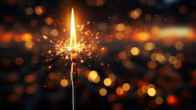 Fuego bengalí Una vela bengala para el Año Nuevo aislada en un fondo translúcido La influencia