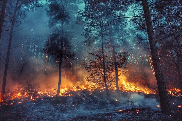 Fuego en el bosque.