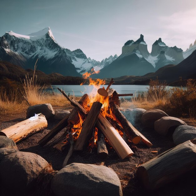 fuego de campamento en el bosque