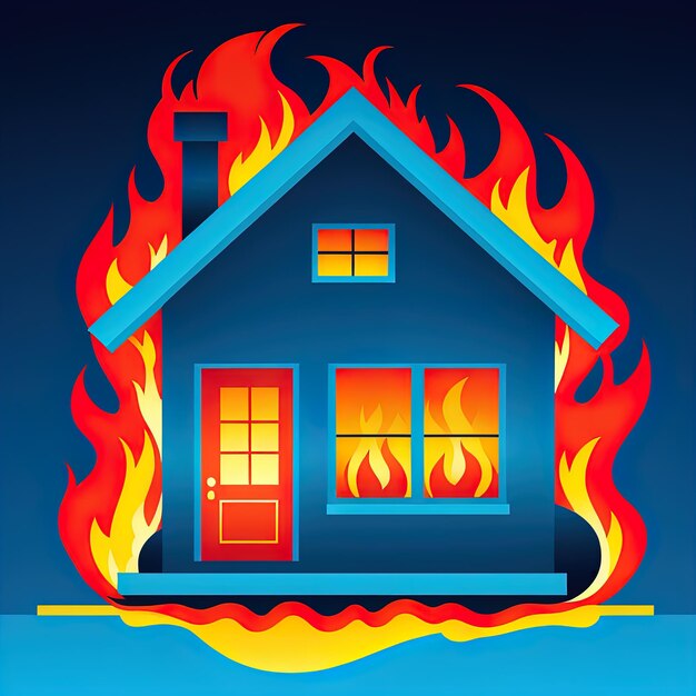 Foto fuego con casa icono ilustración vectorial fuego con casa en forma de quema quema