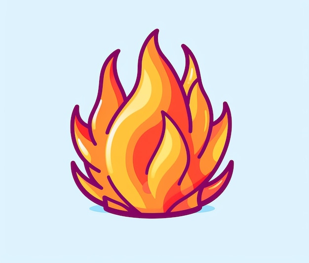 Un fuego de dibujos animados sobre un fondo azul.