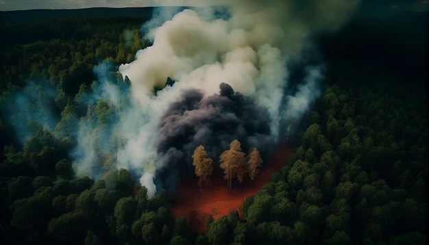 Un fuego está ardiendo en el bosque IA generativa