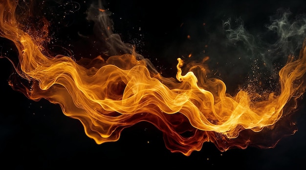 Fuego y humo en un fondo oscuro