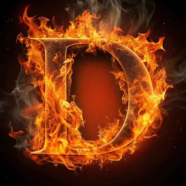 Foto un fuego con una letra d en él