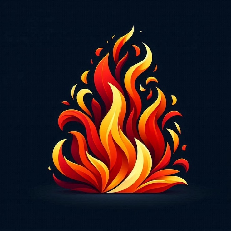 un fuego con una llama que dice fuego en él