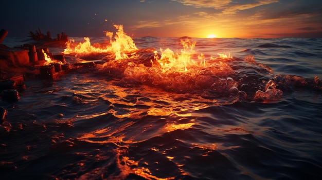 Fuego en el mar