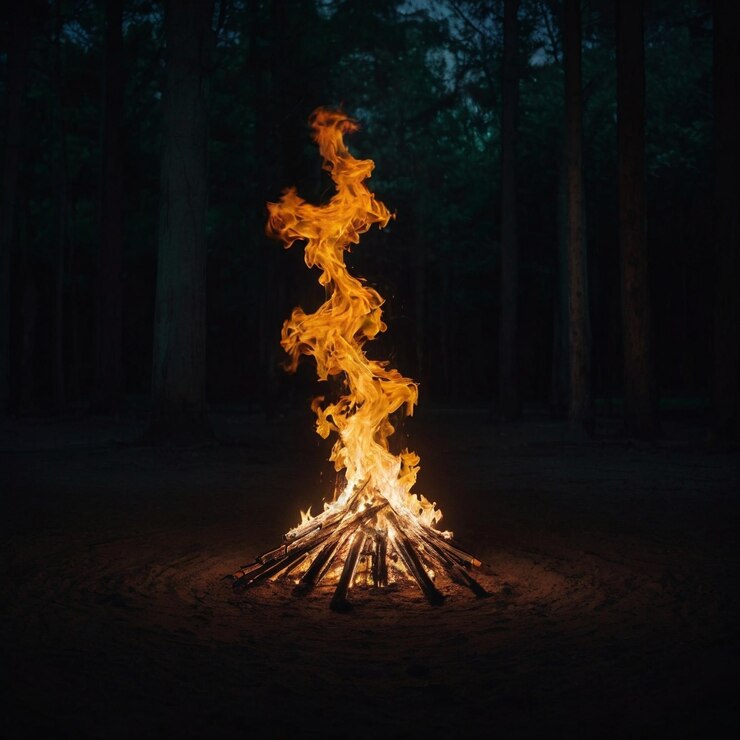 un fuego en medio del bosque